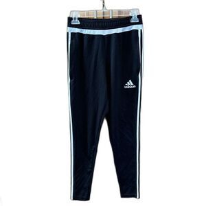 Adidas Pants S Adult Black Joggers Ankle Zip Pockets Logo Elastic Waist Tapered